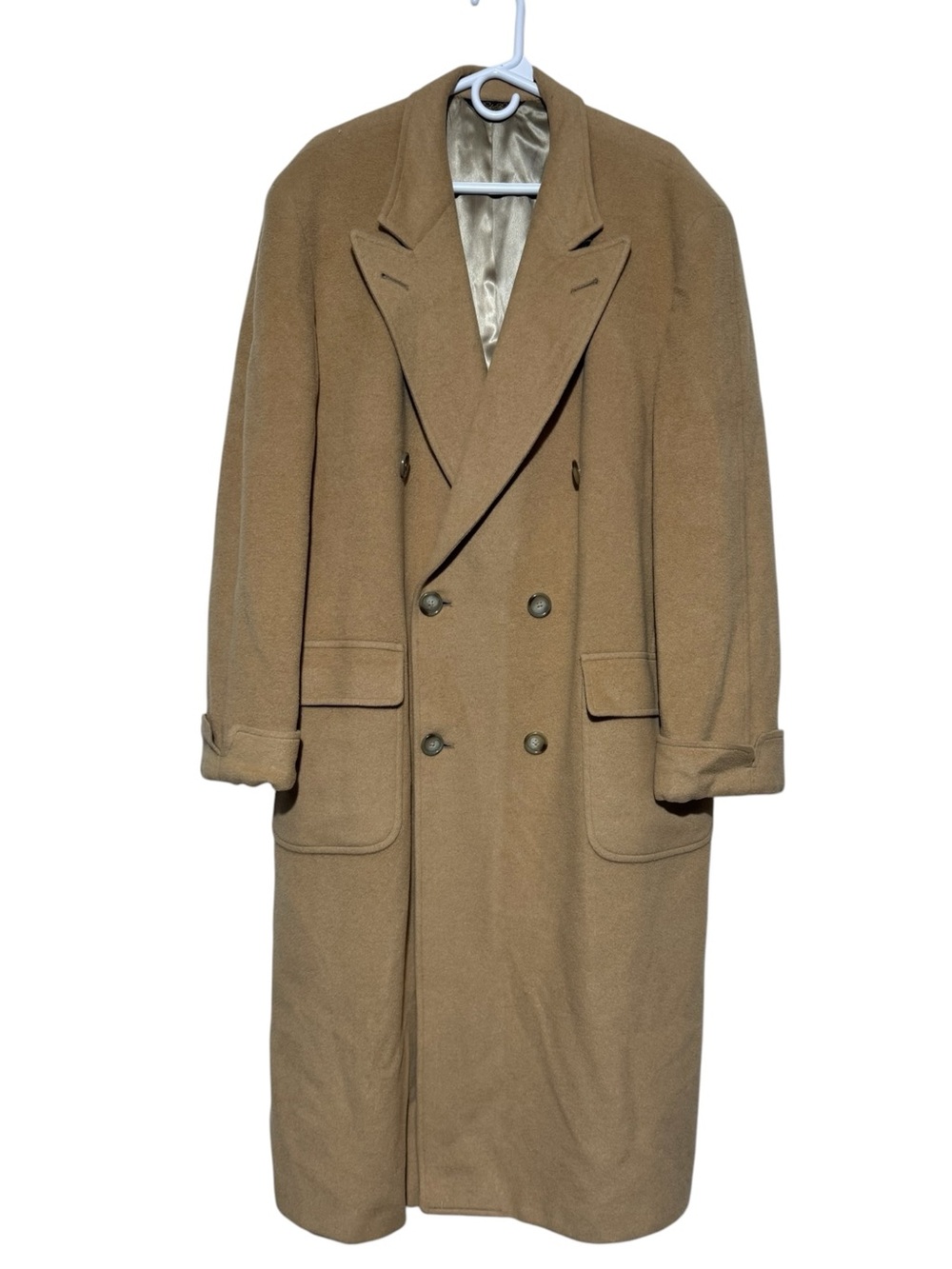 Brooks Brothers 100% Camel Hair Trench Coat Men Size 44R Old Money Quiet Luxury